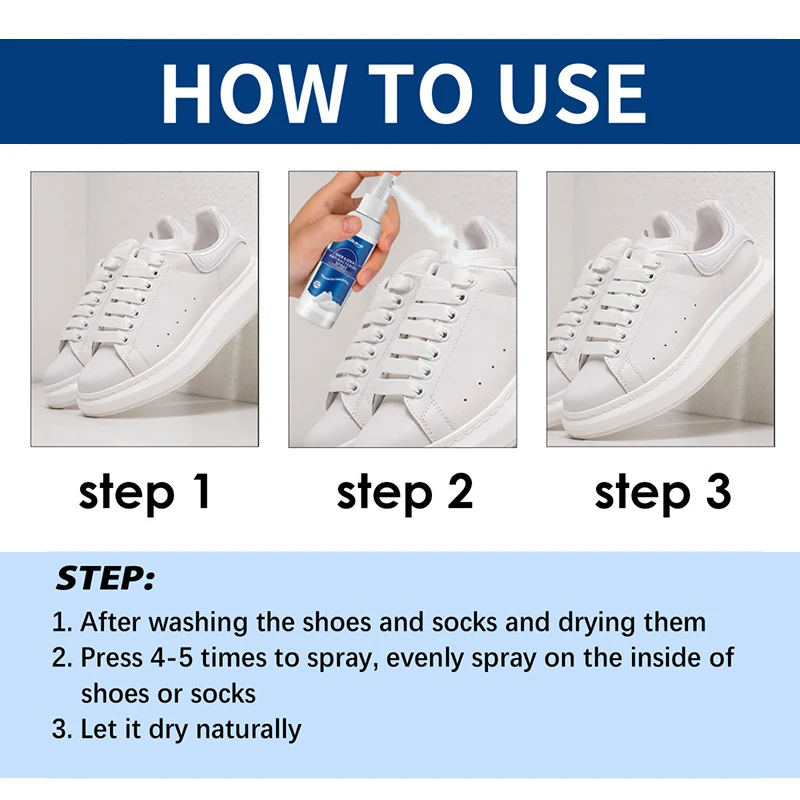 Remover Shoe Odor Socks Spray Shoes Stink Removal Footwear Deodorant Antiperspirant Foot Odor Antibacterial Freshener Feet Care smile