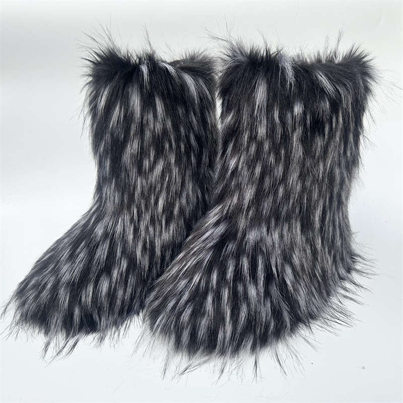 cute imitation raccoon fox fur shibuya spicy girl thickened largesized medium length fur snow boots