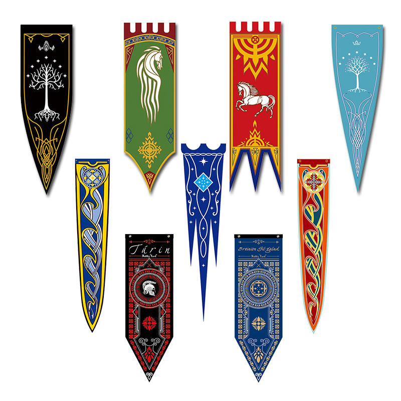 46x150cm Medieval Kingdom Rohan Gondor Horse Tree Banner Flag Wall Hanging Home Dorm Living Room Pennant Flag Burgees Decor