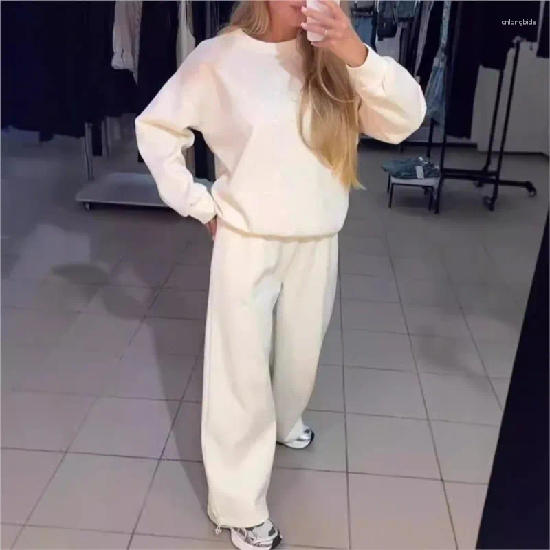 Women's Two Piece Pants Suit Autumn O-neck Diamond Long-sleeved T-shirt Drawstring Sweatpants Fashionable Ladies 2-piece Sets