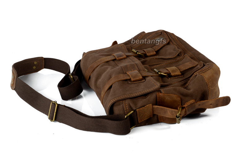 Smith +Genuine Leather Men Messenger Canvas Shoulder Men Crossbody Sg Casual Bag Satchel Canvas