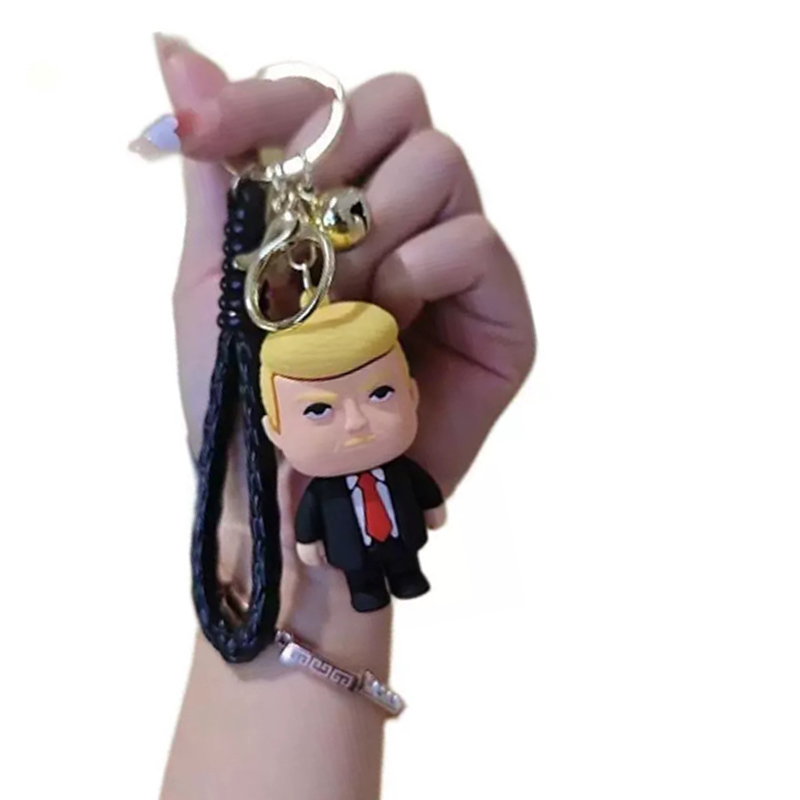Cute Keychain Cute Mini Donald Keyring US President Backpack Pendant Keychain Car Ornaments