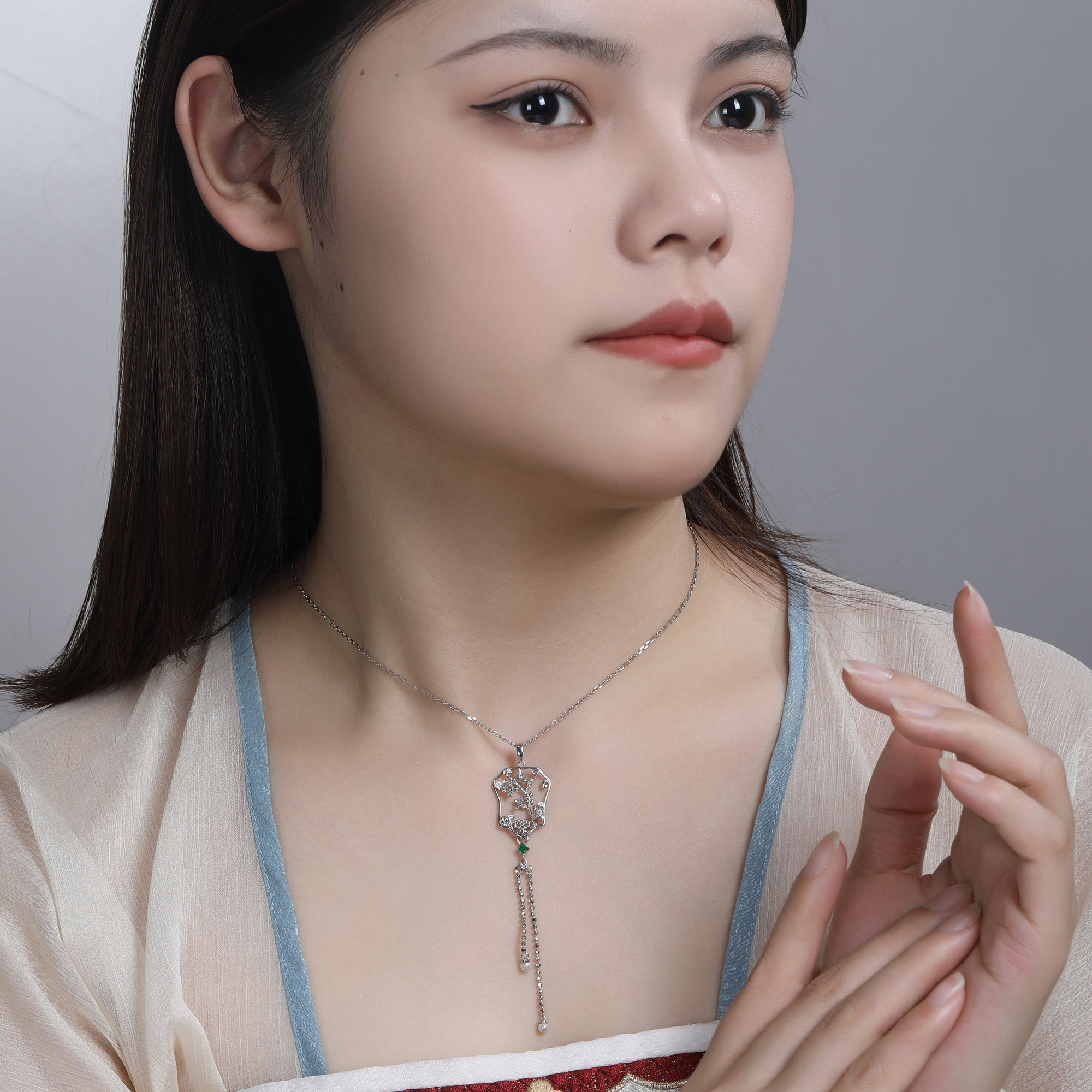 Sier Sterling S Necklace HAIKE Original Chinese Style Pufan Element Neckchain Elegant Dignified Fashionable Personalized smile