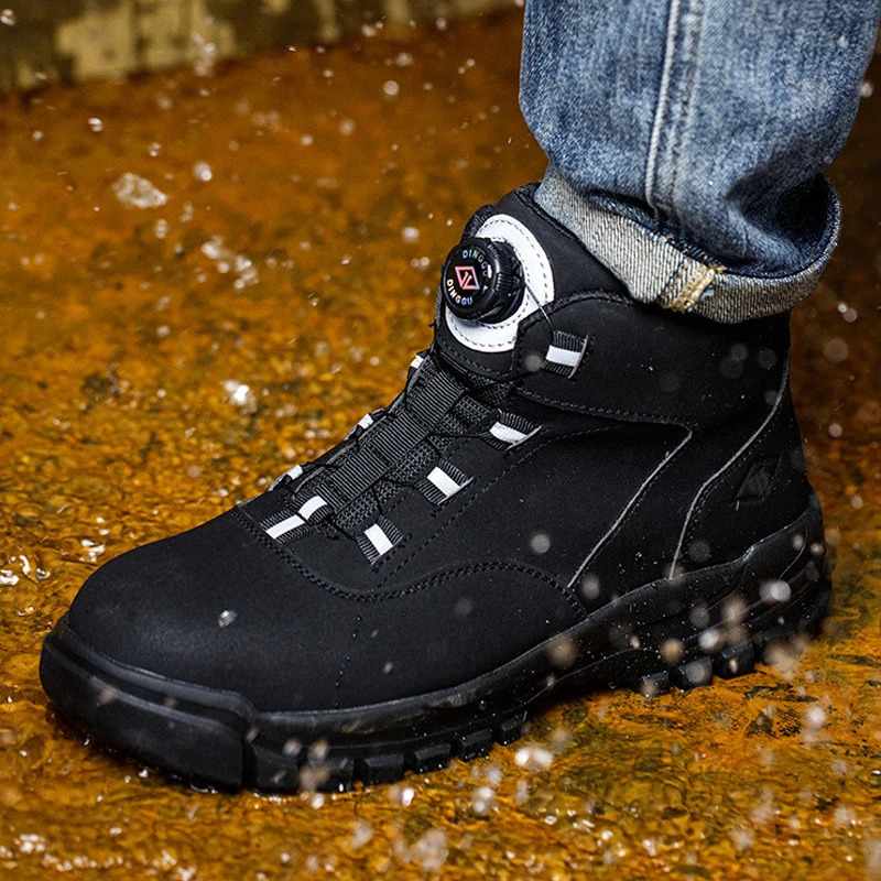 Lightweight Work Boots Safety Steel Toe Shoes Men Rotating Buttons Protective Shoes Work Sneakers Puncture-Proof Winter Boots 241112