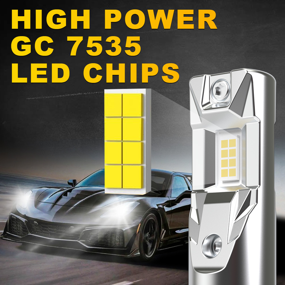 2Pcs Turbo 9005 LED 1:1 Size Car Lights Mini Head Lamp 12V High Power Wireless Fanless 6000K White 9005 HB3 LED Headlight Bulbs