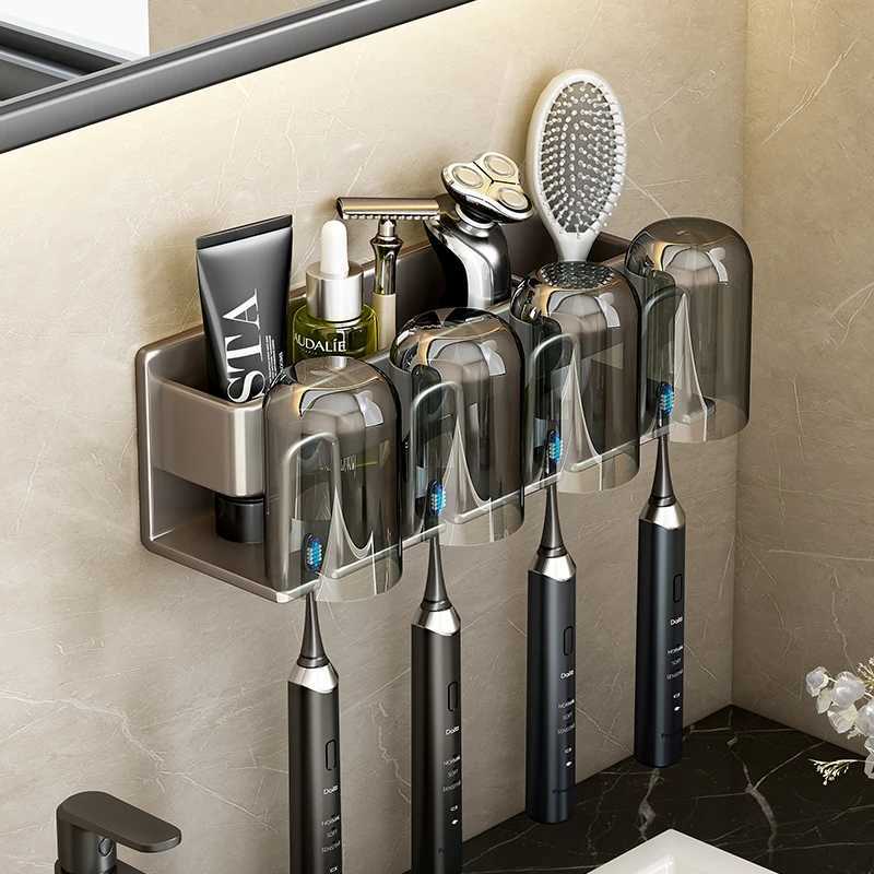 Toothbrush Sanitizer Aluminum Punch Free Wall Mounted Electric Toothbrush Holder Toothpaste Cup Storage Hook Bathroom Accessories Organizer Hot Sale 2