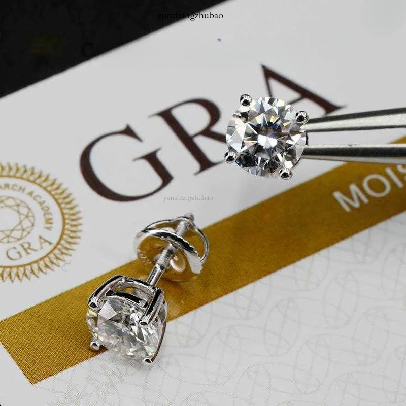 Designer Stud Earrings 0.1-2ct D Color Moissanite VVS1 Clarity Round Dia White Gold S Sterg Sier Screw Back For Women