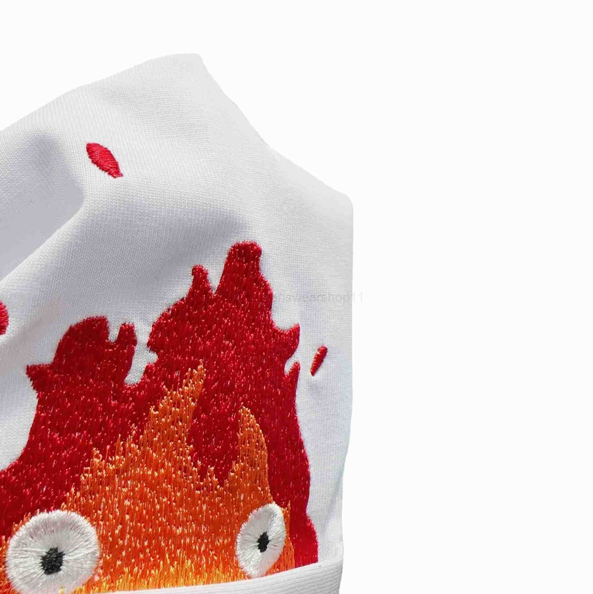 2024 Summer New brand Letter Volcano Subfire Embroidery Loose Fit Dragon Cat Short Sleeve T-shirt X241112