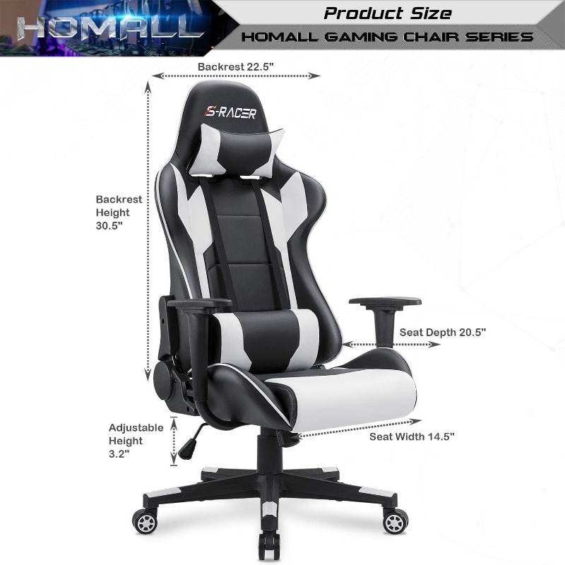 Homall Gaming Chair, Office High Back Computer Leather Desk Chair Racing Executive Ergonomic Adjustable Swivel