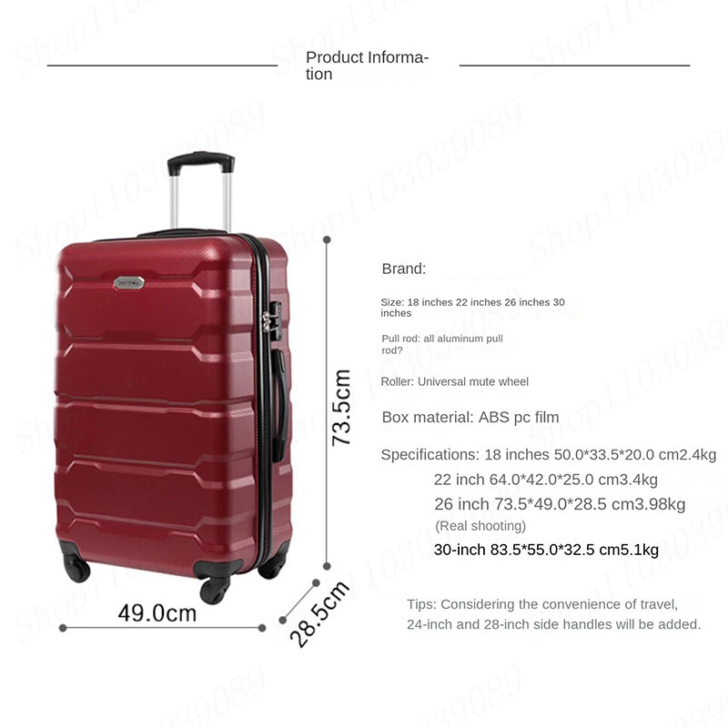 Sets pieces 4 Lage Suitcases Travel Bag 18/22/26/30 " inch Large Capacity Bag Rolling Lage Customs Lock Suitcase Trolley " smile " &quo