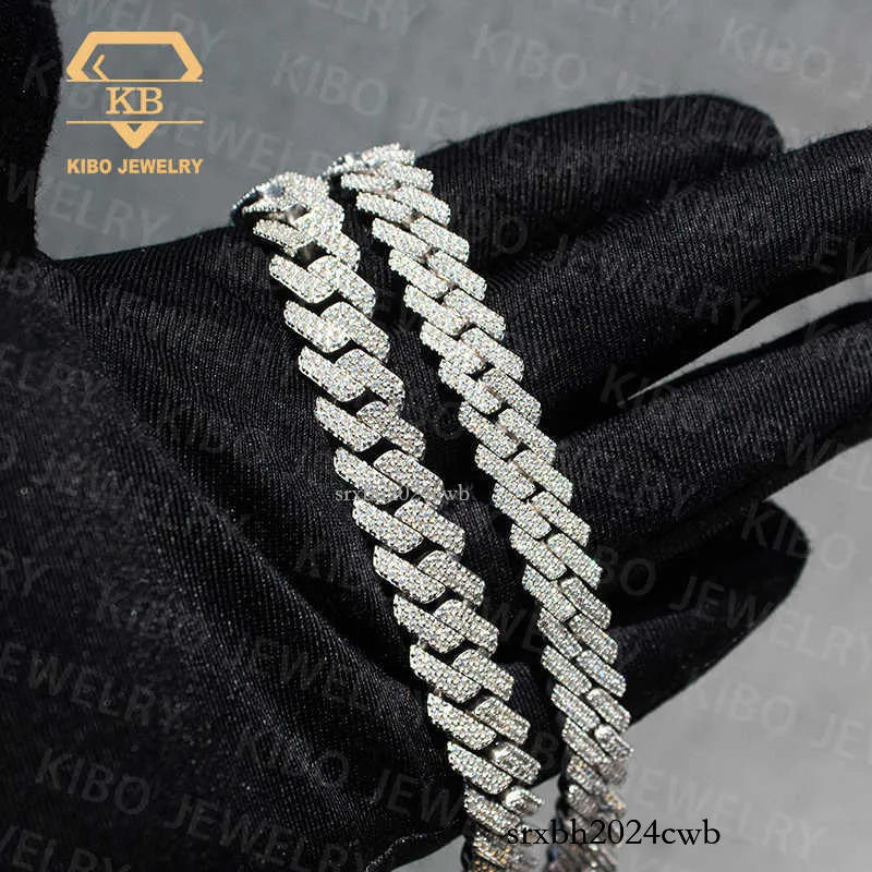 Hip Hop Dia Chains Necklace Mossanite S Sier Iced Out VVS LAB Moissanite Cuban k Chain