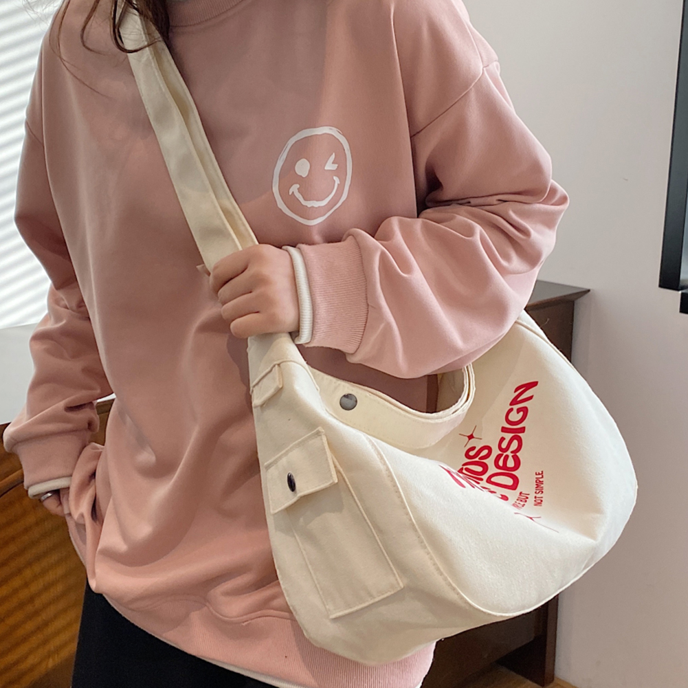 Shoulder Bag for Women Canvas Solid Color Messenger Bag Fashion Letter Printed Tote Bag Casual Large Capacity Crossbody Bag