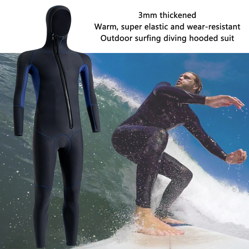 Neoprene Diving Skin Clothes Hooded Unisex Snorkeling Surfing Swimsuit Warm with Zipper Elastic Anti-scratch Outdoor Accessories