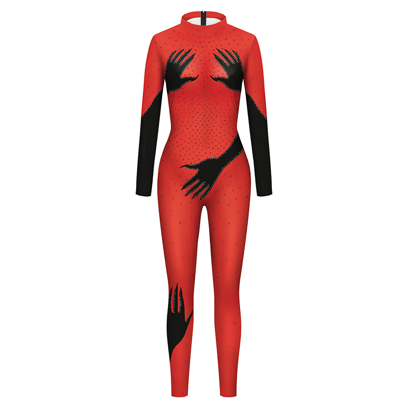 Ghost Hand Zentai Cosplay Jumpsuit Adult Women Sexy Uniform Slim 3D Printing Catsuit Bodysuit Halloween Party Stage Costume