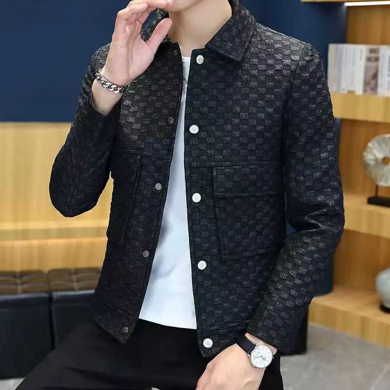 High Quality Mens jacket loose collar spring autumn retro mens jacket casual C jacket solid color loose M jacket T241112