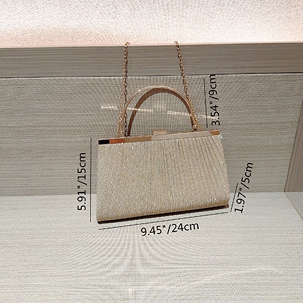 Glitter Evening Banquet Bag Large Capacity Pleated Ladies Clutch Bag Crossbody Bag Shoulder Bag Shell Pattern Handbag Women