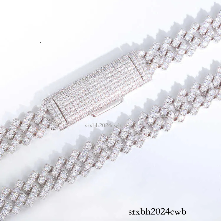 GRA Certificate 10mm Single Row Fine D/VVS Moissanite Cuban k Chain Rapper Hip Hop Necklace Jewelry