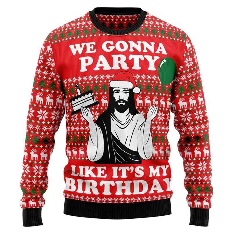 3d Printed Jesus Xmas Sweatshirt Men Christmas Ugly Christmas Sweater Women Loose Sweatshirts New Year Festival Party Hoodie LX241113
