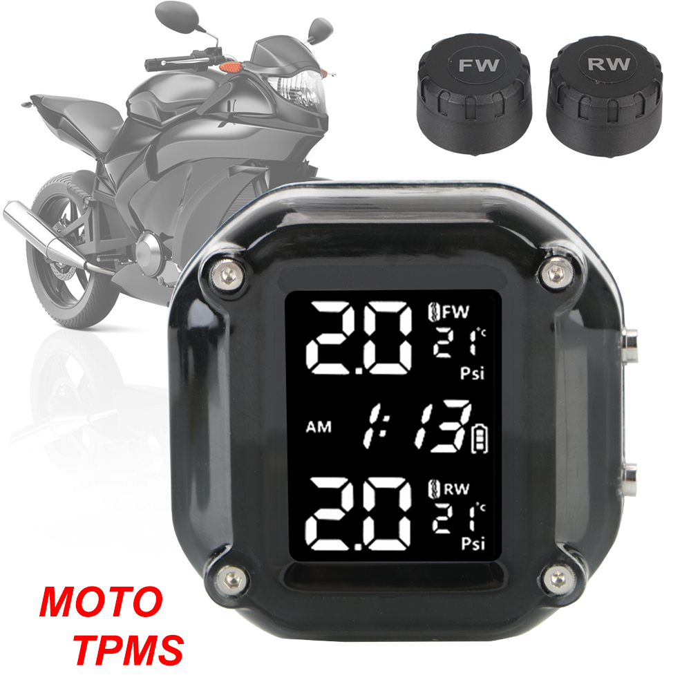 Motorcycle TPMS 0-6.6Bar 2 Sensors Tire Pressure Monitoring System Tyre Tester Diagnostic Tools Motorbike Accessories Electrics