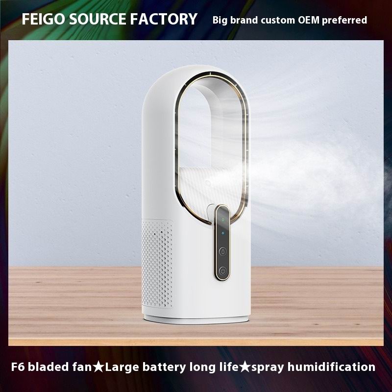 2024 New desktop USB bladeless rechargeable portable office mini humidification with spray electric fan