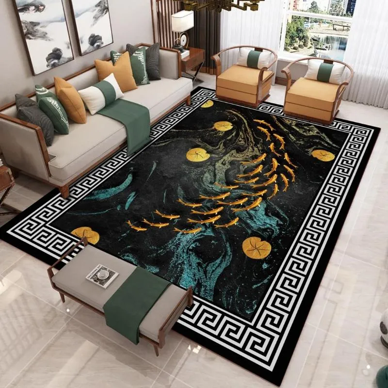 Modern Chinese style 3D printing carpet, living room, sofa, coffee table, light luxury blanket, home bedroom, full mattress H260226