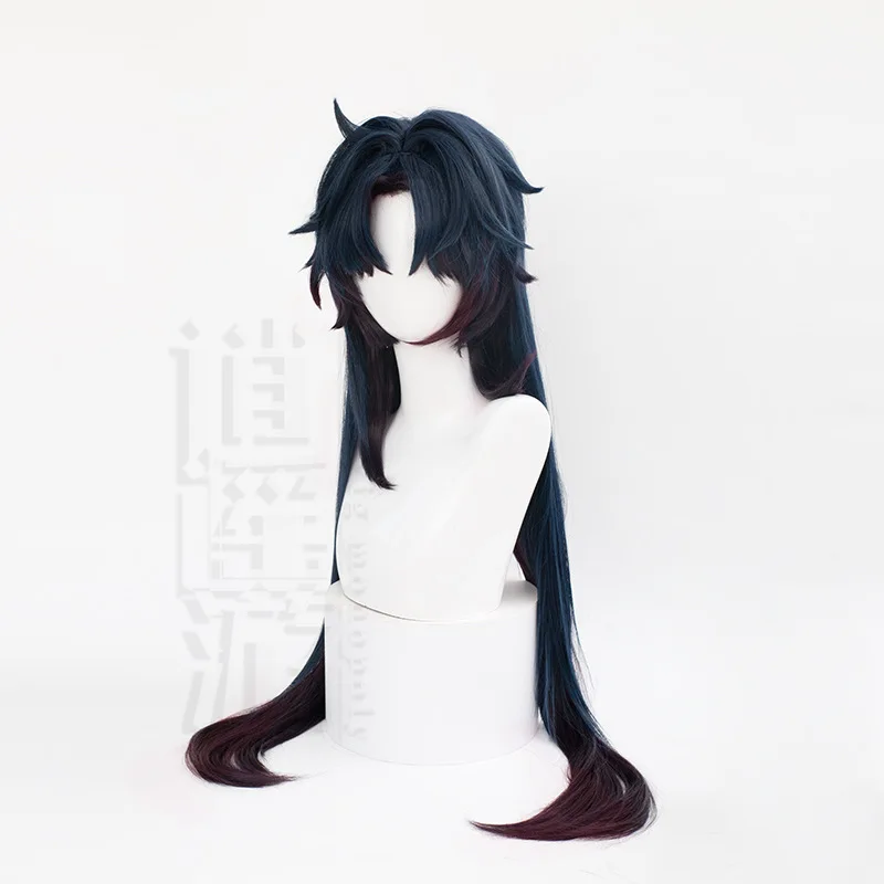 Rail Cosplay Blade Honkai Star Wig 90cm 35in Long Dark Blue Brown Wig Cosplay Game Cosplay Accessories Heat Resistant Synthetic smile