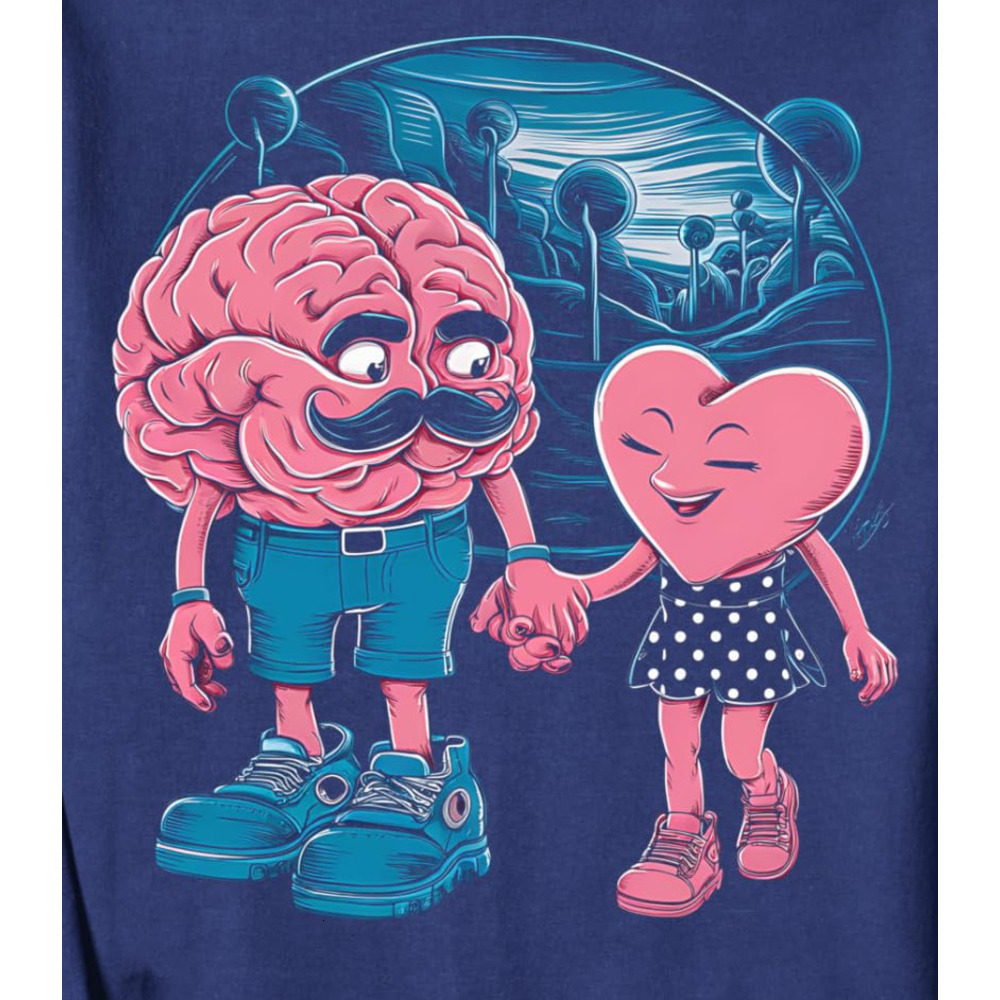 Long Sleeve Shirts for Men sweatshirt Grandma Gifts Heart Brain Love Valentine's Day Matching Sweatshirt T shirt Tee Streetwear Casual tops cloth