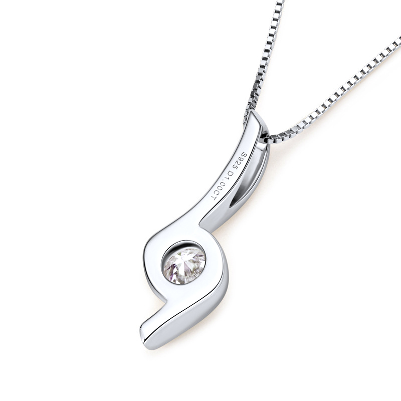 1CT Moissanite Color Real D with GRA Certificate Sterling Sier Simple Dia Pendants Necklaces for Women Jewelry smile