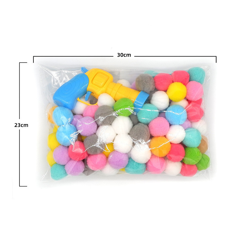1pcs Fuzzy Ball Shooter for Cats Interactive with 100pcs Soft Pom Pom Balls Cat Ball Toy Launcher Cat Fetch Toys for Cats Kitten