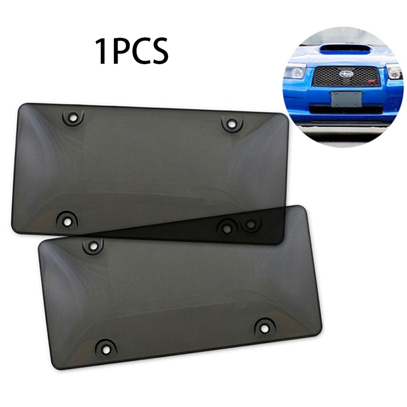 1PC Smoked Clear License Plate Cover Frame Shield Tinted Bubbled Flat Car