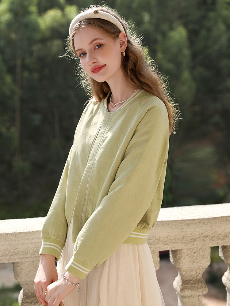 Women's I ddmysmile BELIEVE YOU Short Jackets 2024 French Jacquard Raglan Sleeve Spring New Baseball Uniform Foreign Chic Coat 2241185467 Smile