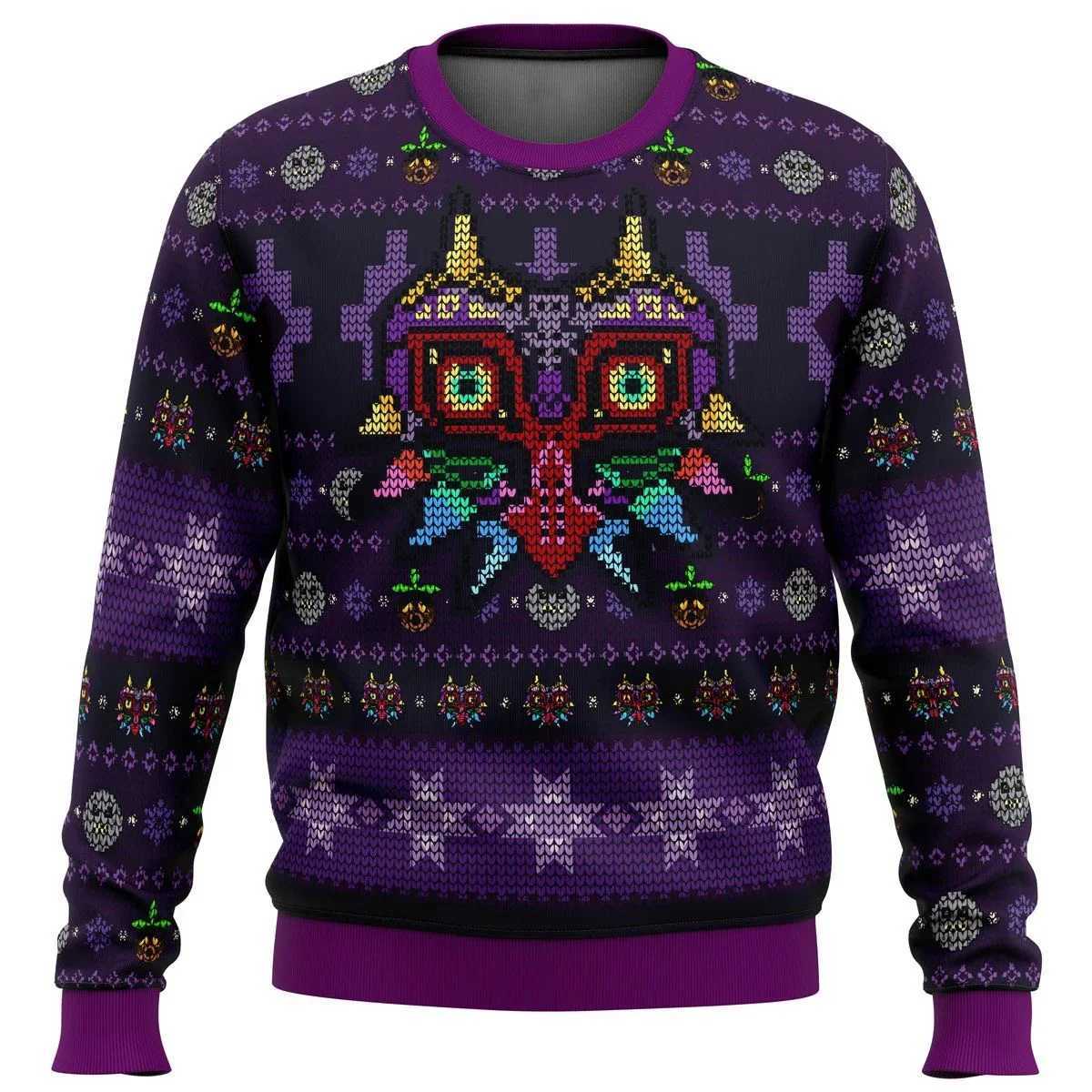 Majoras Mask Seamless Pattern Legend Of Zelda Ugly Christmas Sweater Gift Santa Claus Pullover Men 3D Sweatshirt And Top Autumn LX241113