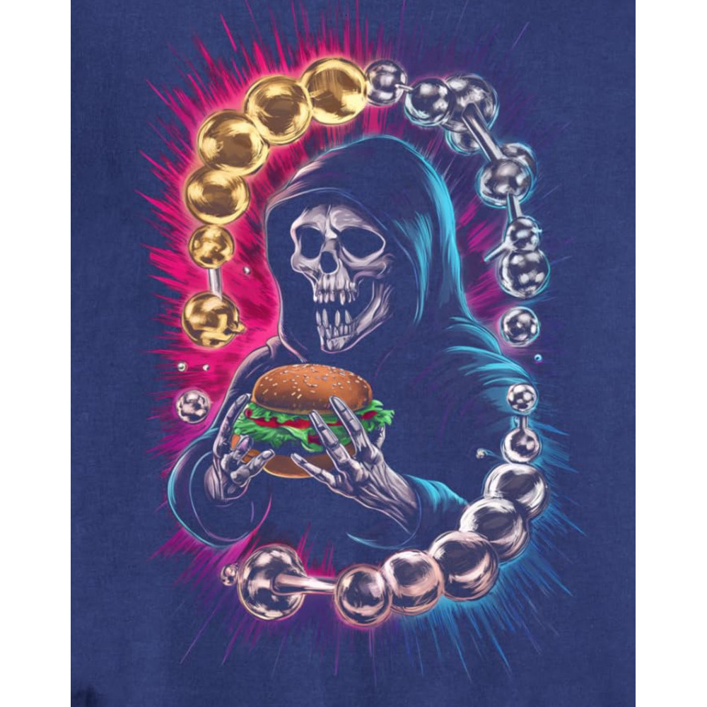 Long Sleeve Shirts for Men sweatshirt Death Burger Skeleton Eating Burger Funny Food Illustration Sweatshirt T shirt Tee Streetwear Casual tops clothe