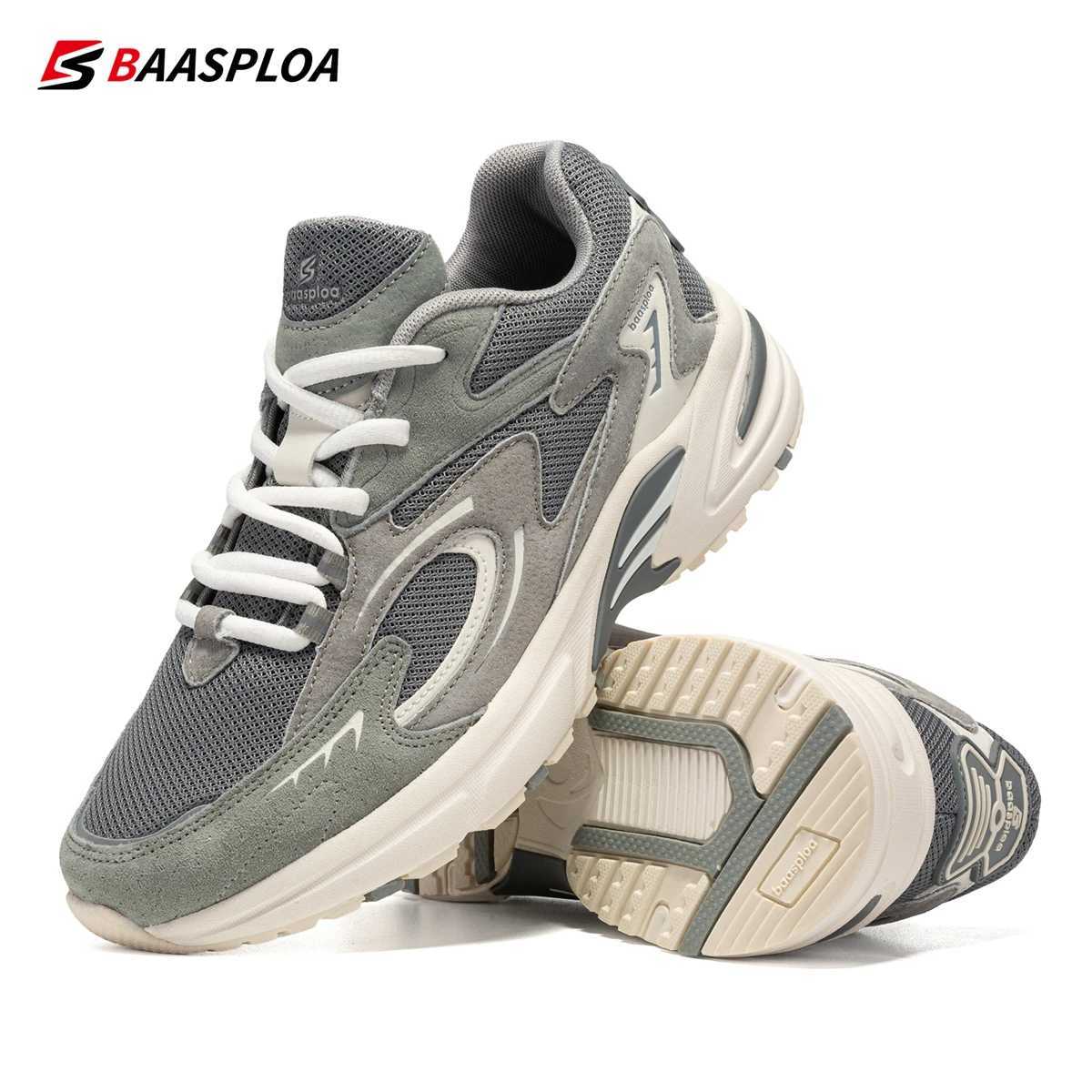 Bassploa Men Running Shoes 2024 New Casual Mesh Breathable Lace-Up Sport Shoes Male Fashion Lightweight Non-Slip Walking ShoesC250411