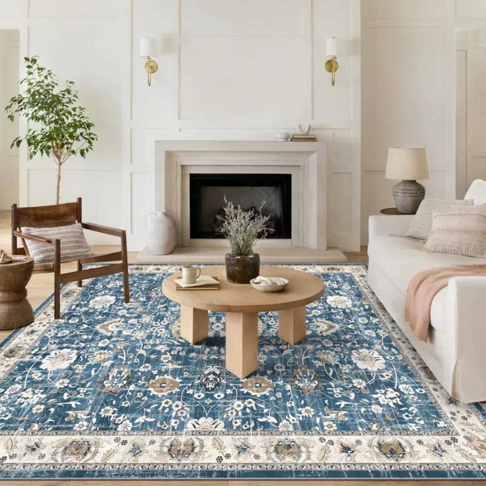 Carpet Boho Area Rugs Washable Vintage Modern Neutral Large Flannel Carpet for Dinning Ro Living Ro Bedro Farmhouse Non Slip Mat Z241113
