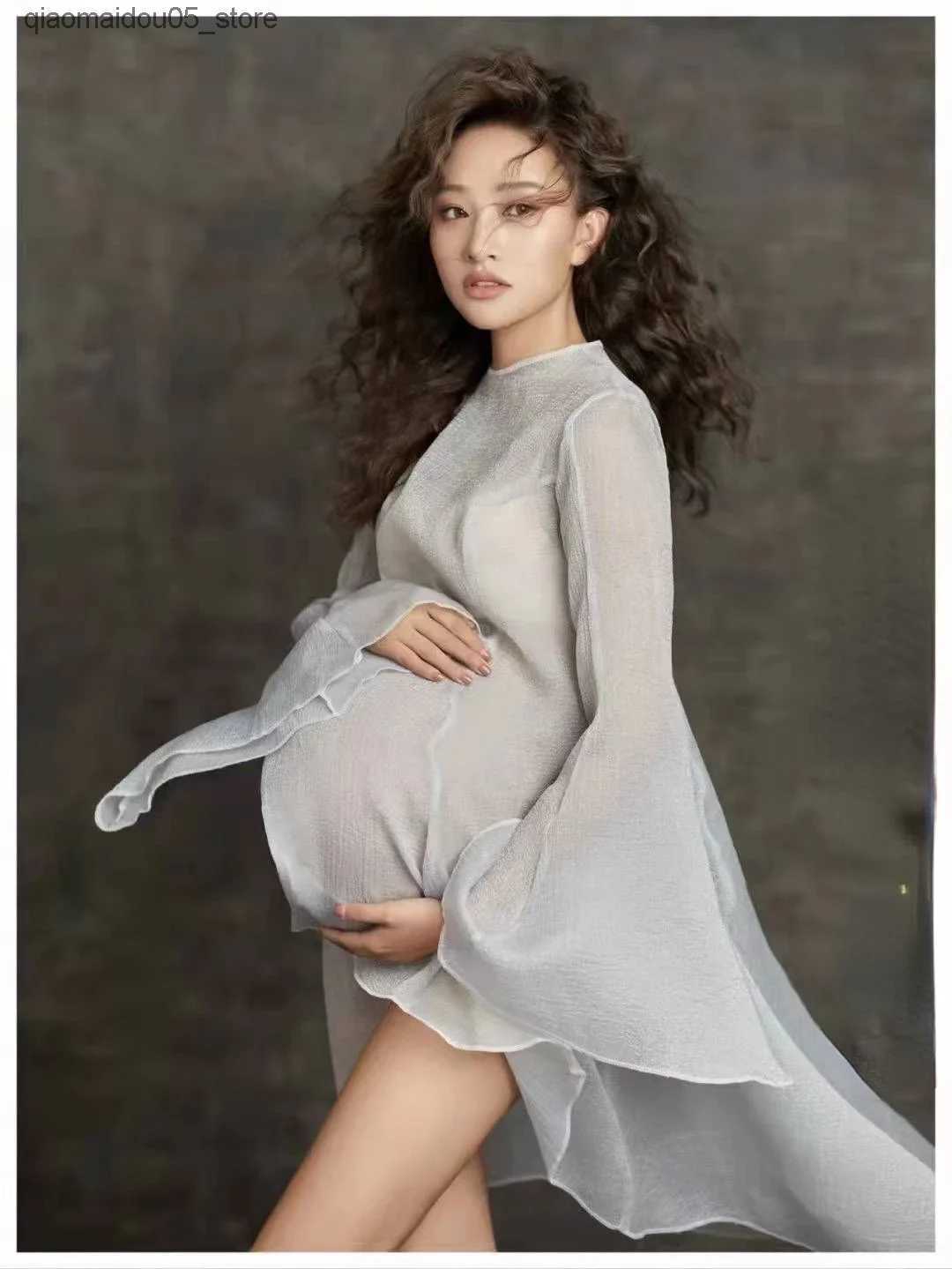 Maternity Dresses Womens Photography Props Perspective Pregnant Dress Elegant Pregnant Dress Studio Shoots Clothing Photos Props Q240413