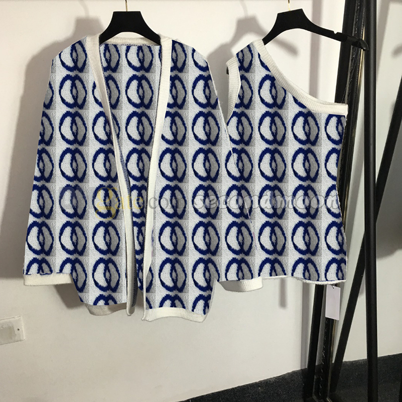 One Shoulder Dress Women Tight Fitted Dresses Sexy Knitted Dress Designer Letters Print Cardigan Two Piece Dress