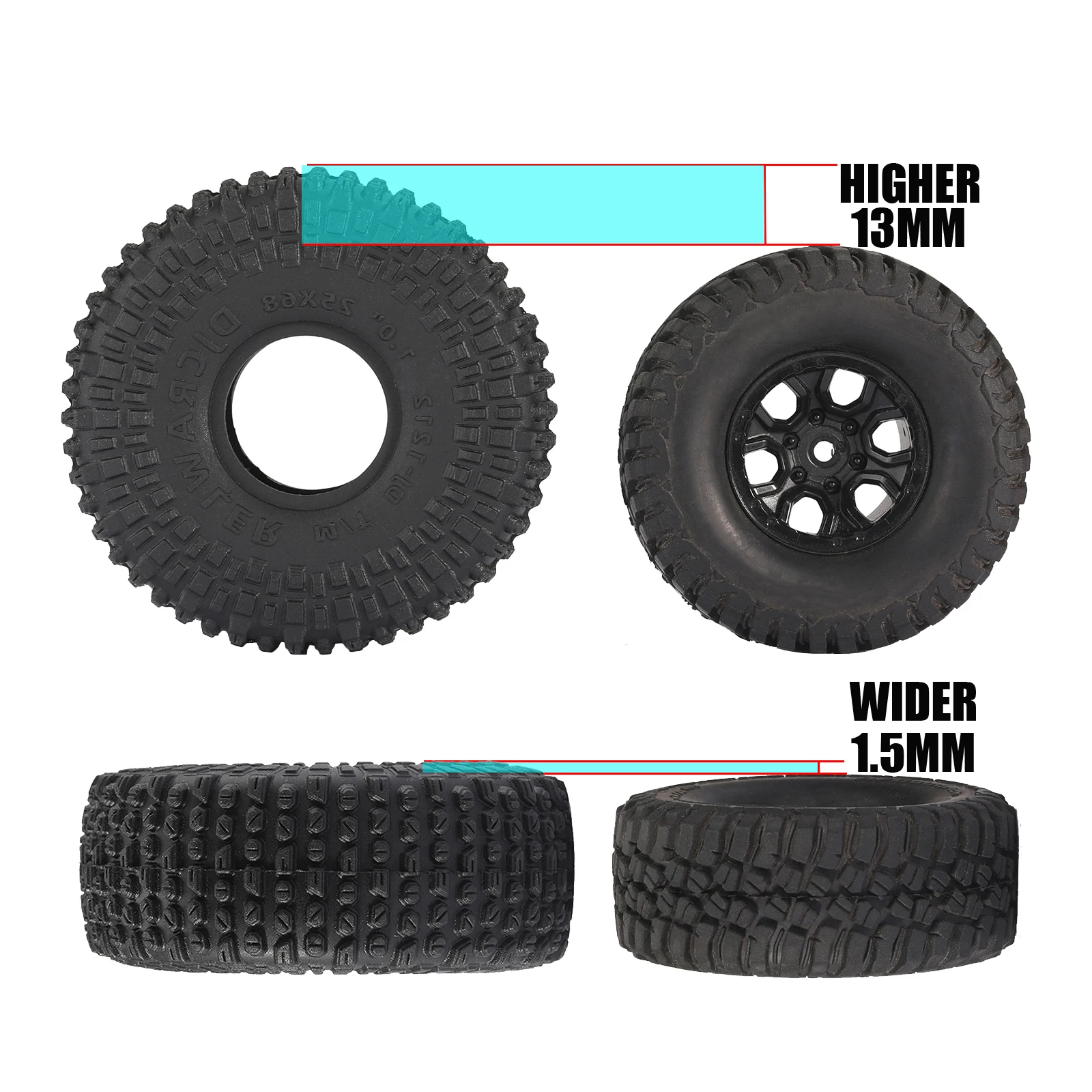 Super Soft Sticky 1.0 Wheel Tires Mud Stud Tires 68*25mm for TRX4M 1/18 1/24 RC Crawler Axial SCX24 FMS FCX24 RC Car Upgrade