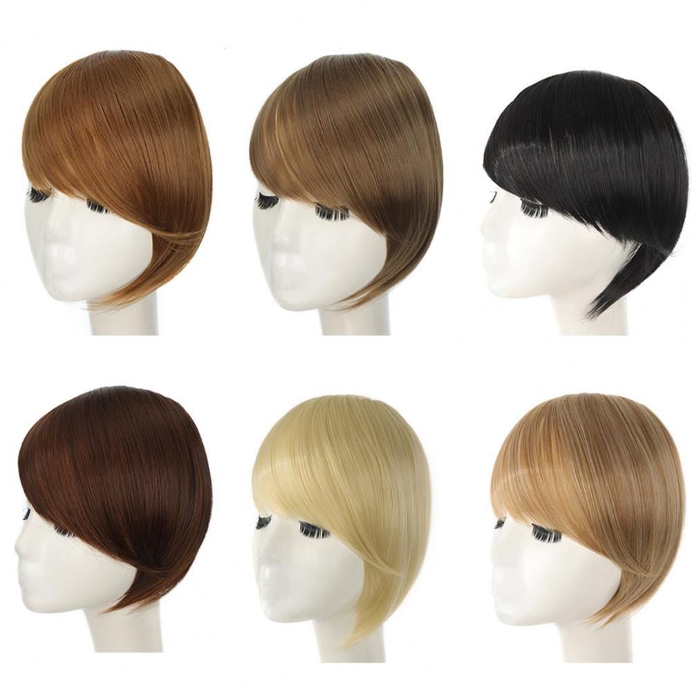Clip-in Side Women Bangs Natural Thick Matte Forehead Hair Extensions Bangs Black Brown Blonde Bangs Fringe Wig Hairpieces smile