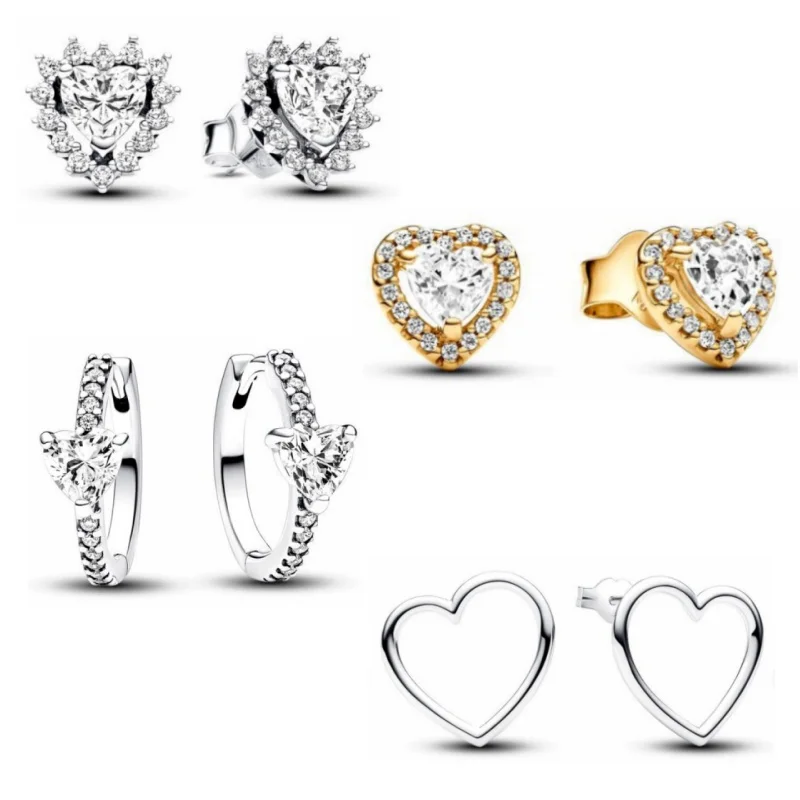 The New 925 Sterling Silver Gold Love Rings For women Black Heart -shaped Ring Is Suitable for Women's Jewelry Fashion Accessories Free Delivery