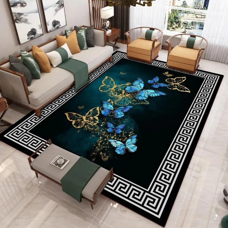 Modern Chinese style 3D printing carpet, living room, sofa, coffee table, light luxury blanket, home bedroom, full mattress H260226