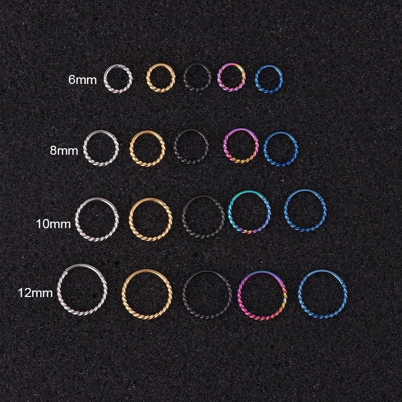 1 Piece 16G Surgical Steel Hinged Segment Clicker Ring Nose Septum Helix Cartilage Daith Twist Hoop Piercing Earring
