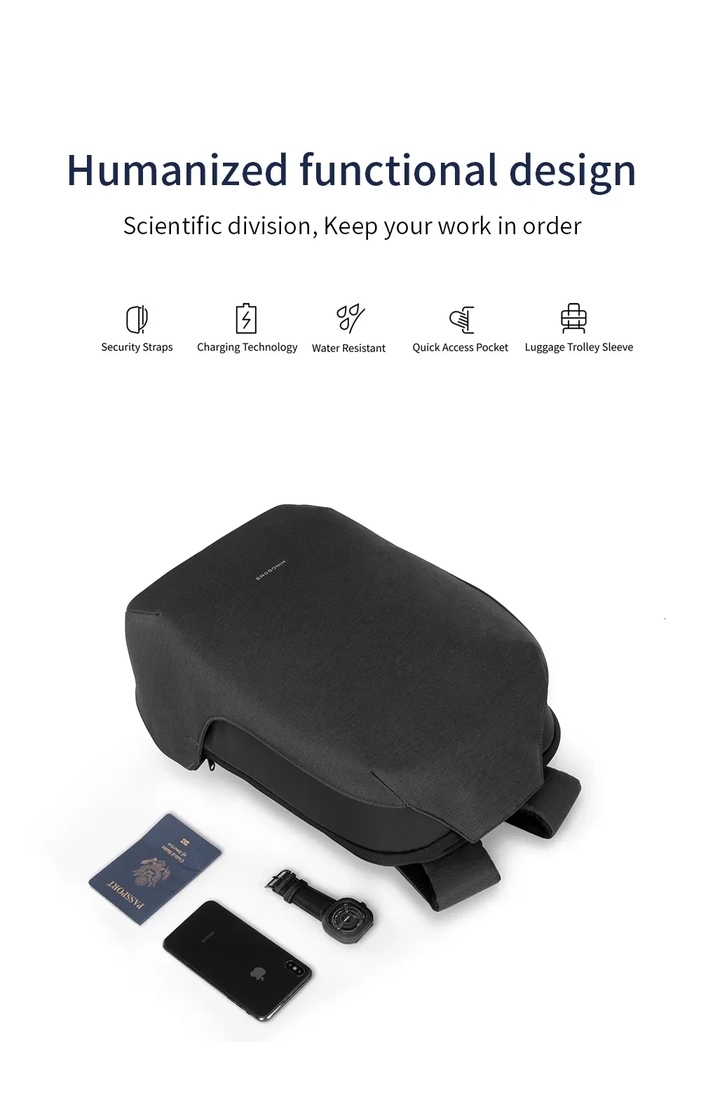 Anti-Theft Backpack Men 15.6 Inch Laptop 180 Degree Open W USB Charging Waterproof School Bag For College Student Boy Polyester BagVoyage