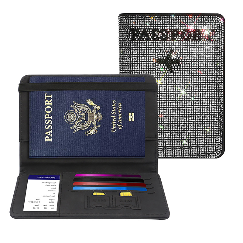 Crystal Dia Key Purse Bag Holder Cover Traveling Passport Bling Rhinestone Case For ID Credit Card