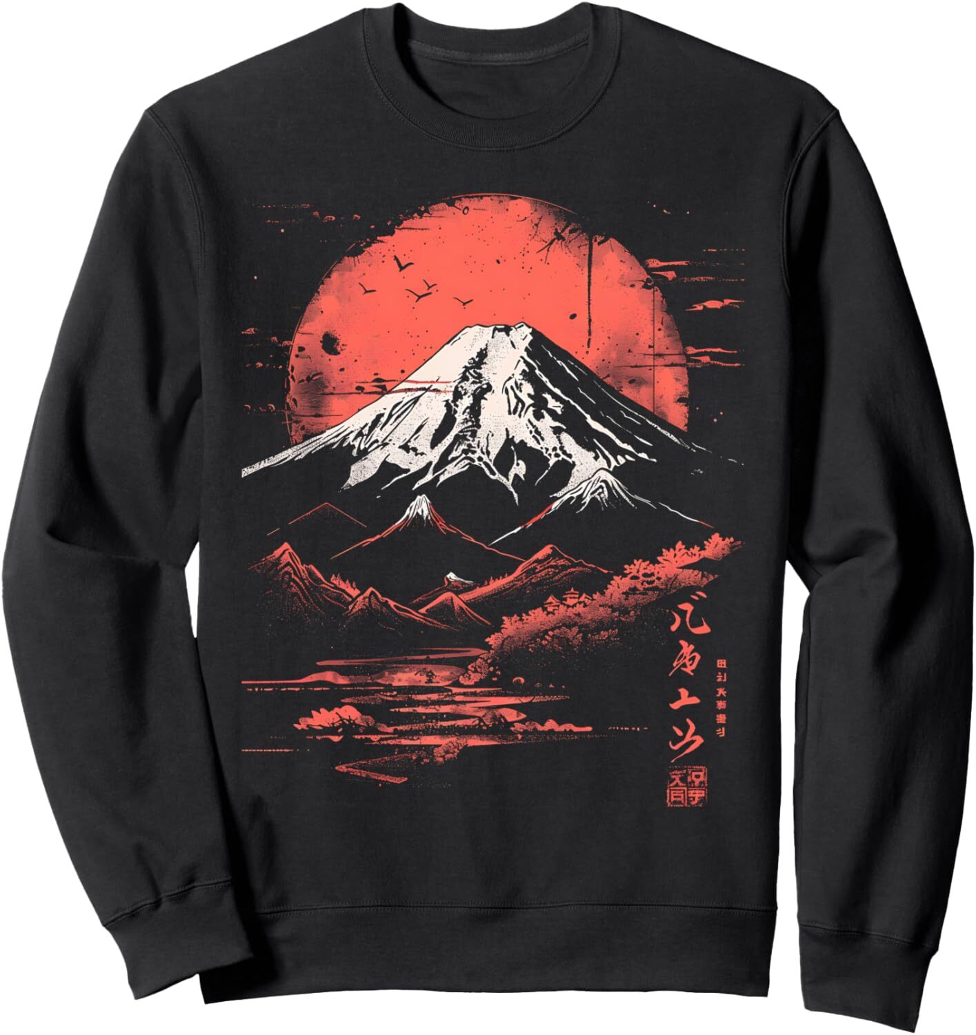 Long Sleeve Shirts for Men sweatshirt Mount Fuji Vintage Japanese Mountain Scene Graphic Tees Sweatshirt T shirt Tee Streetwear Casual tops clothes