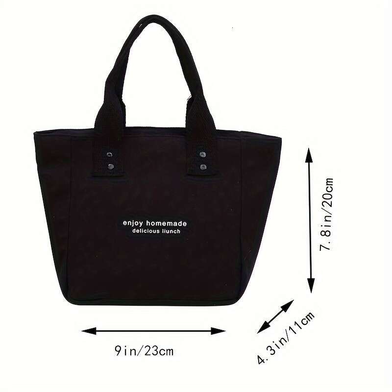 Canvas bento for office workers to bring food when going out, simple contrasting color fashion tote bag, lunch box bag