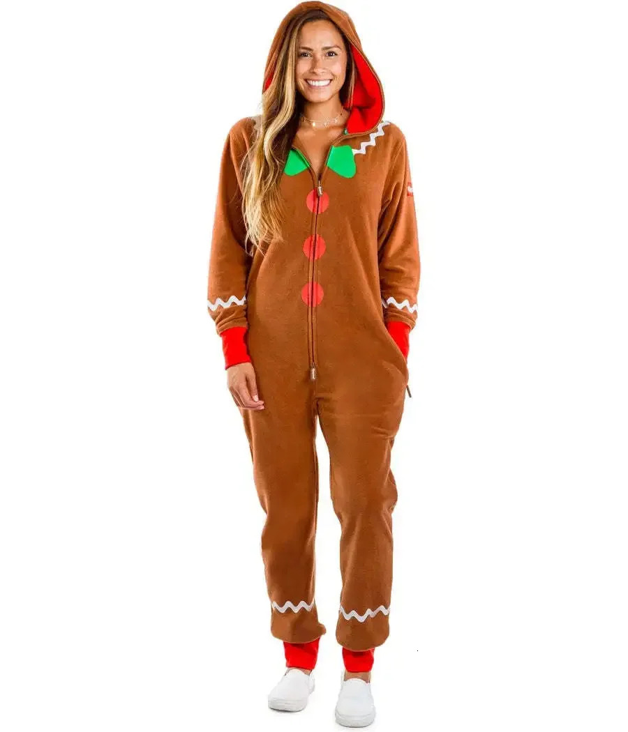 Unisex Family Adult Gingerbread Cozy Jumpsuit Christmas Toddler Cute Gingerbread Cookie Costume Christmas Gifts Pajamas 241113