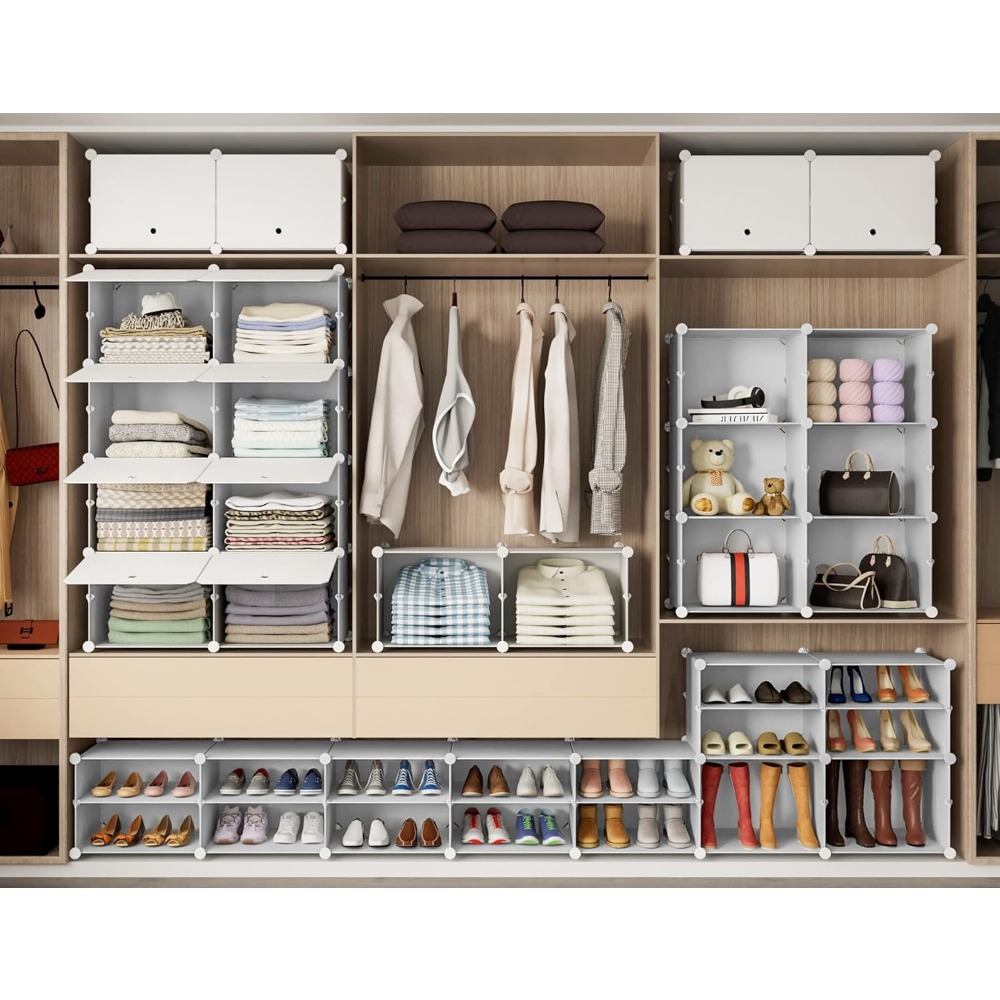 Shoe Cabinet,48 Pairs Shoes Rack 3 By 8 Tier Shoes Organizer Space Saving Storage for Closet Hallway Living Room Bedroom White