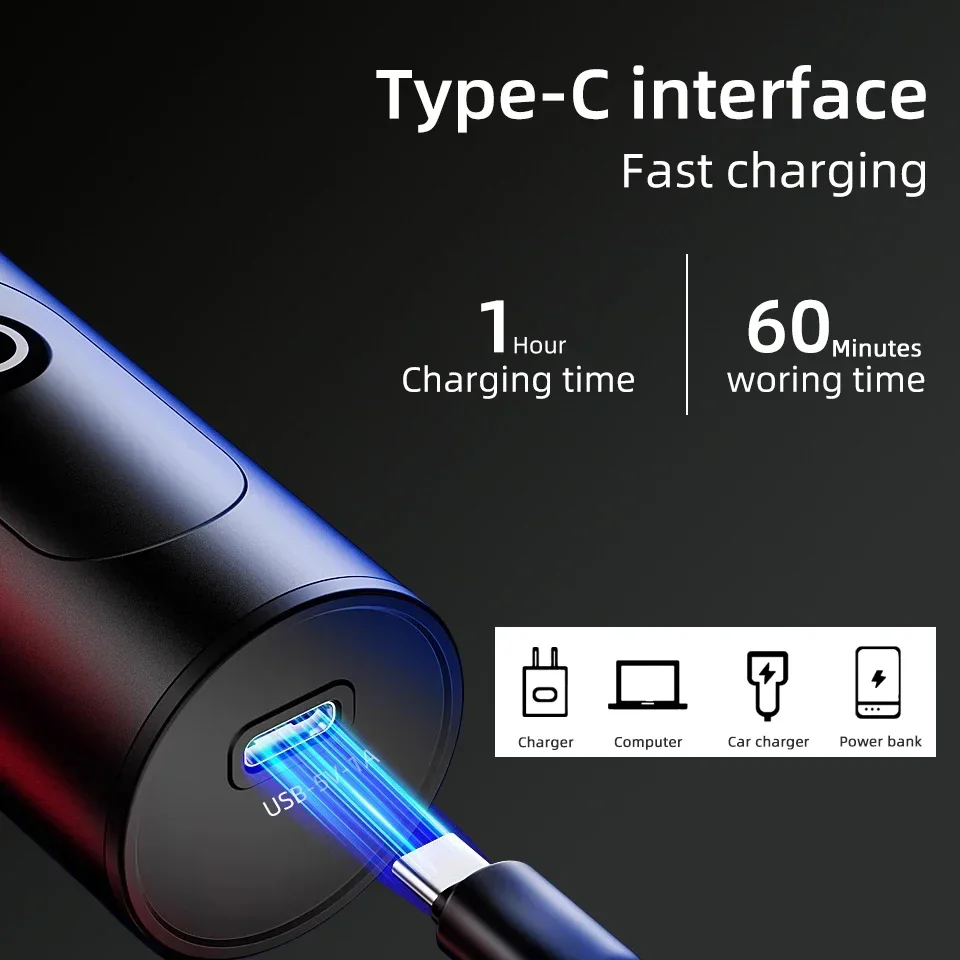 Mini Electric Shaver Portable Men's Digital Display Shaver Razor Home Travel Shaver Pocket Size Wet Dry Use Razor Light Weight smile