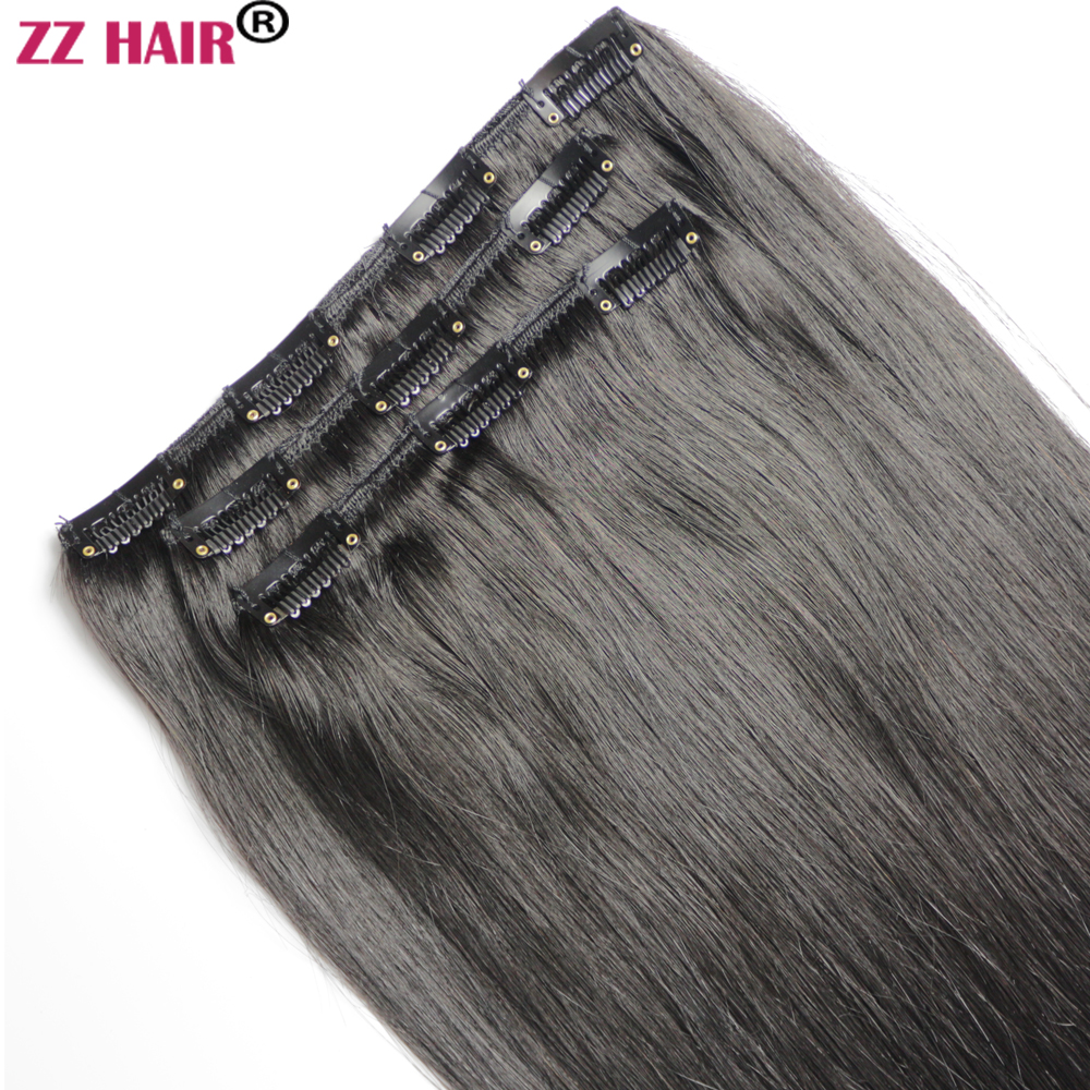 Human Brazilian ZZHAIR 100% Remy Hair Extensions 16"-24" Clips-In Three Pieces 3Pcs Set Ddmysmile 100G-120G 1X20cm 2X15cm Natural Smile 100%
